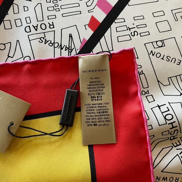 NWT - Burberry London Map Silk Scarf - Box Included - Picture 14 of 14